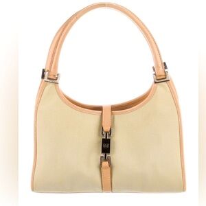 Gucci Vintage Jackie Bardot Hobo – Beige Canvas & Leather Trim